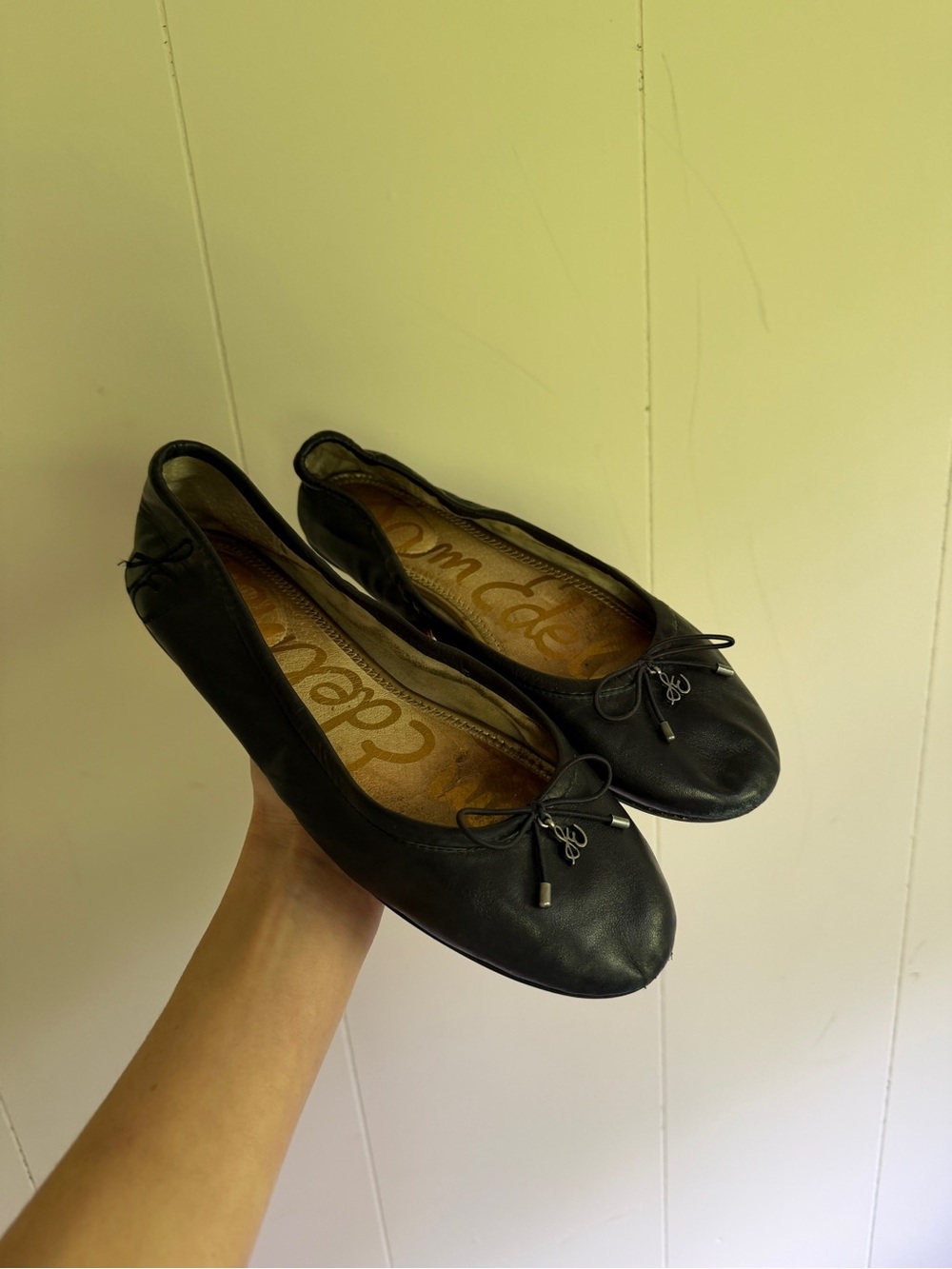 Sam Edelman Navy Blue Leather Bow Ballet Flats